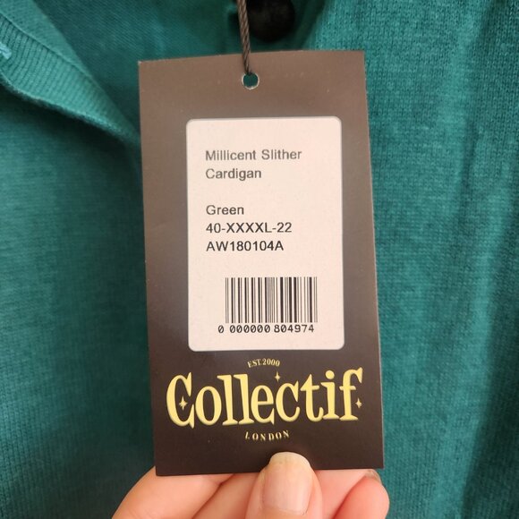 NWT Collectif Millicent Slither Peter Pan Collar Green Plaid Holiday Academia - Picture 11 of 12